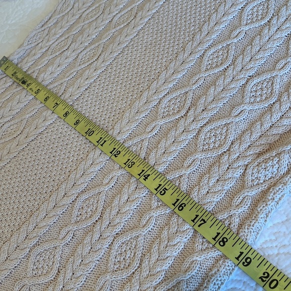 Jeanne Pierre Cotton Cable Sweater Women’s Large  Natural Lightweight Fisherman - Picture 8 of 17